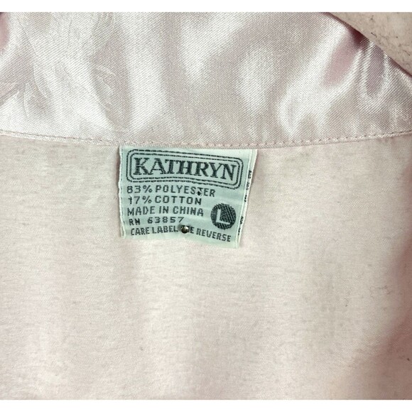 VTG KATHRYN Satin Light Pink Pajama Set Womens SZ LG Sleepwear Loungewear Retro - Picture 4 of 16